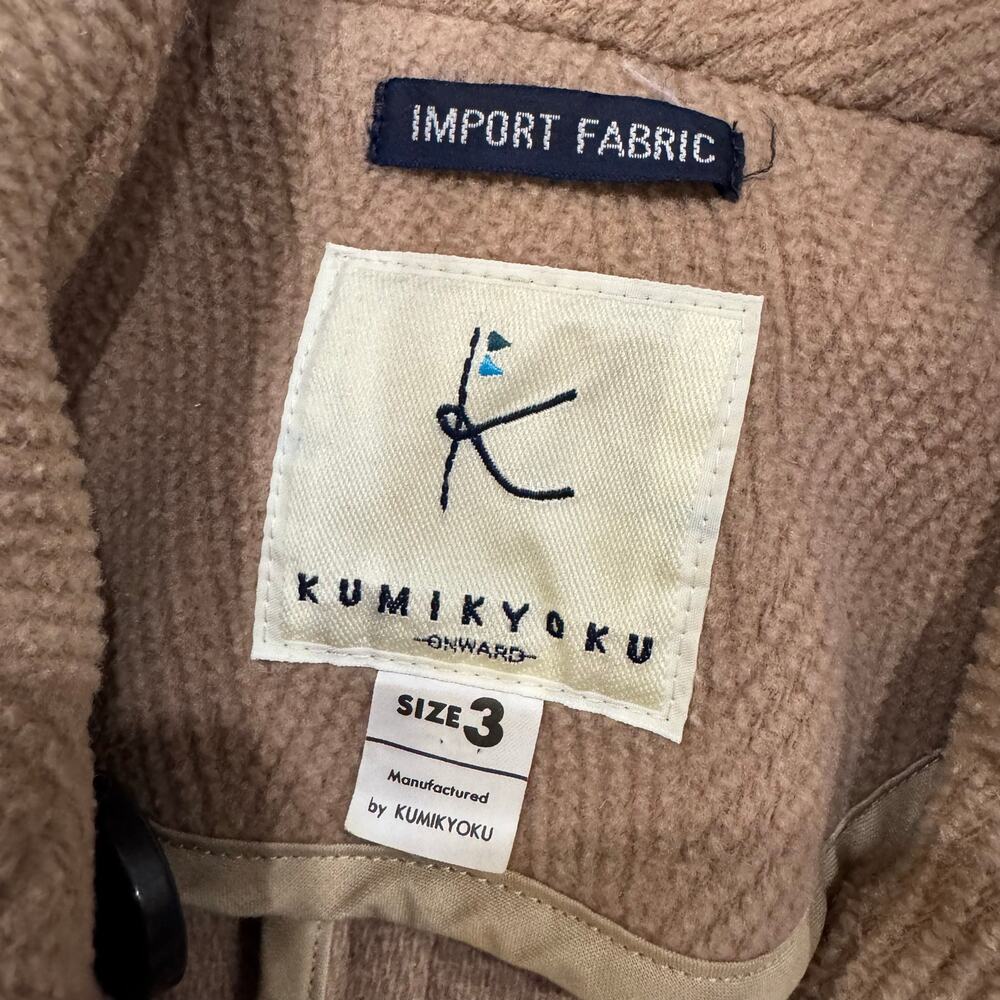 Kumikyoku Wool Cashmere Double Breasted Coat Women Camel Herringbone Lined - Picture 4 of 8